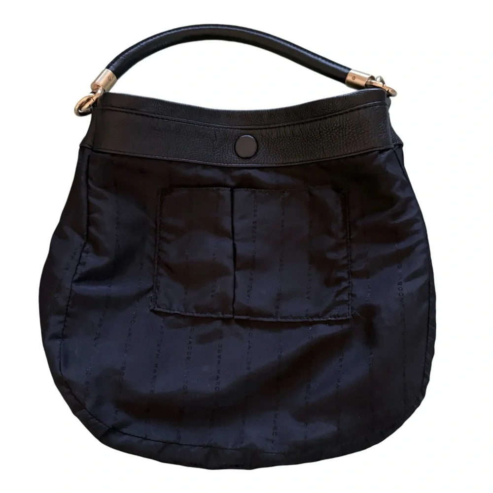 Marc by Marc Jacobs Black Pebbled Leather Hobo Bag Gold Hardware Shoulder Purse